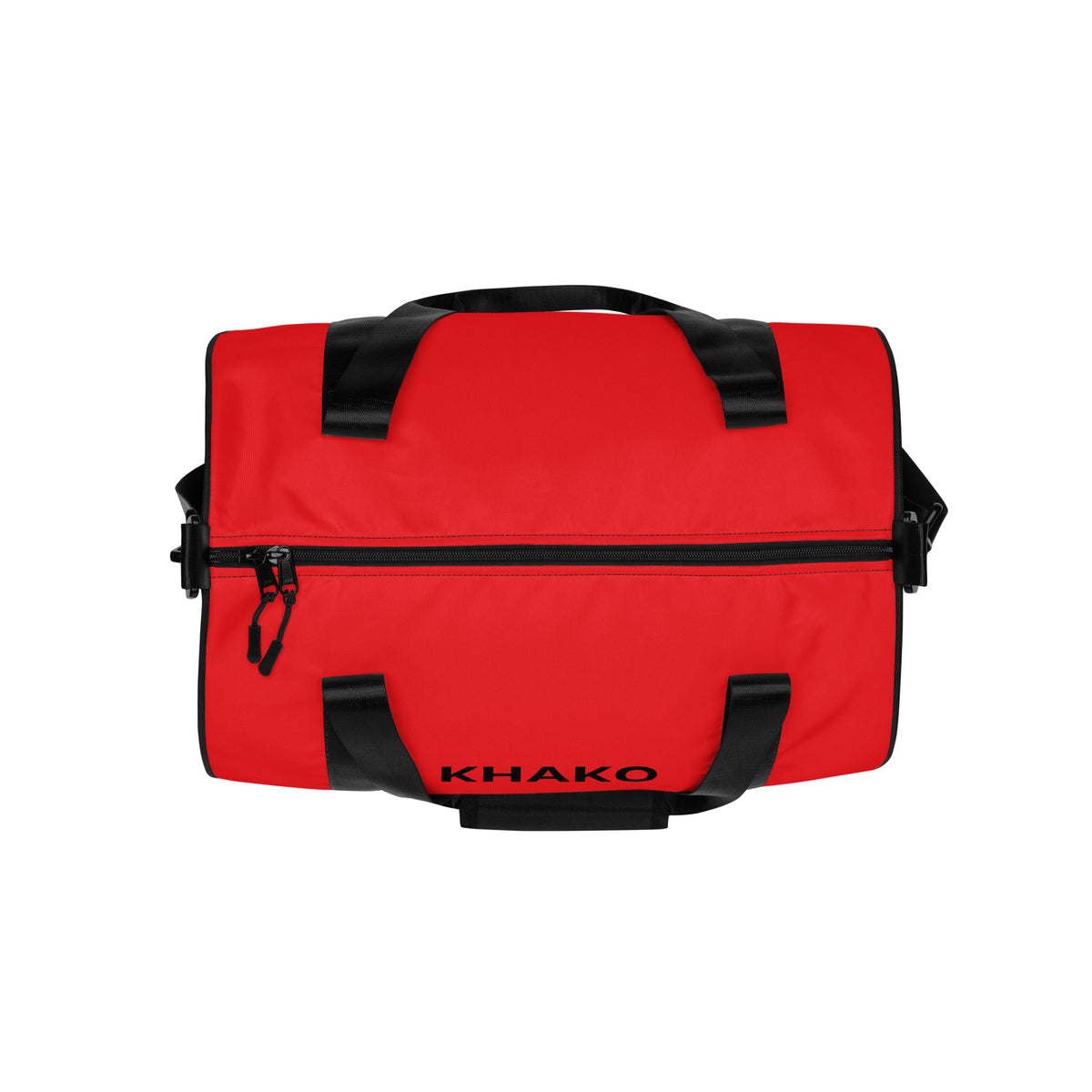 Sac de gym Khako Rouge all-over print vue dessus — fermeture zipper robuste