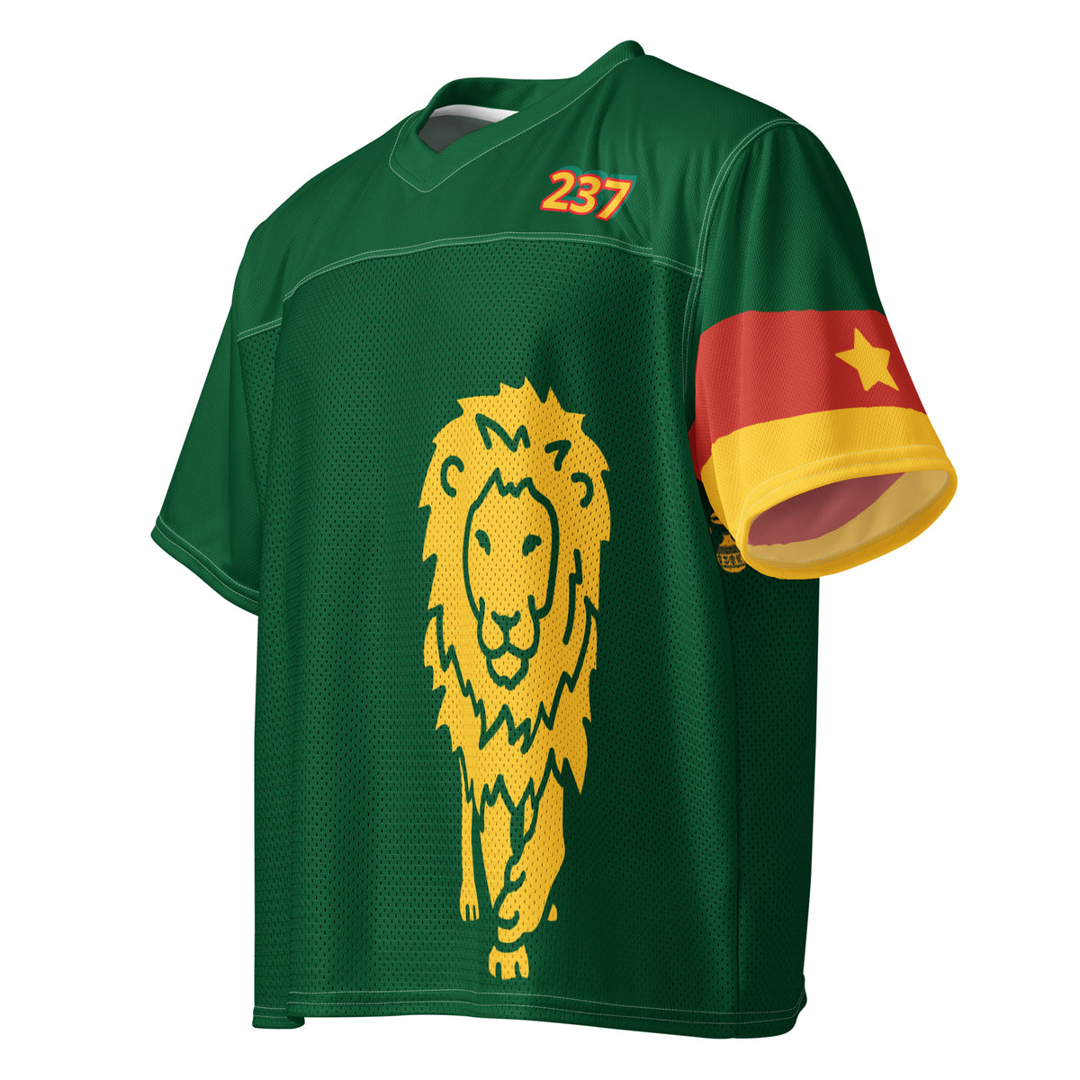 Maillot Cameroon Jersey face gauche — mesh stretch boxy fit Khako Wear