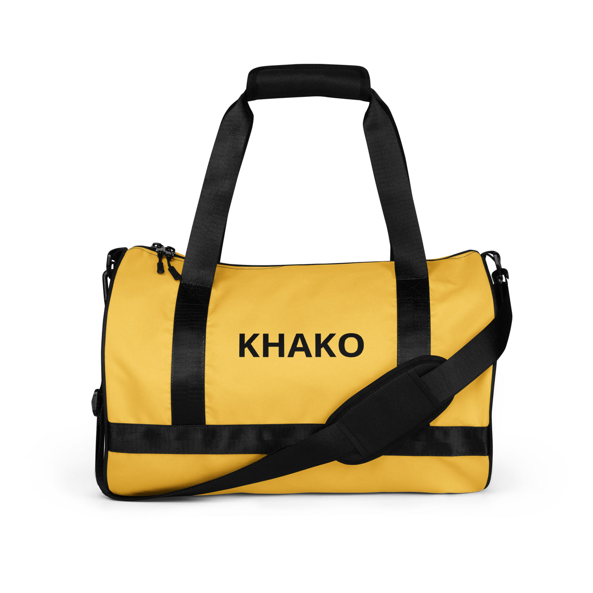 Sac de gym Khako Jaune all-over print face avant — design africain Khako Wear