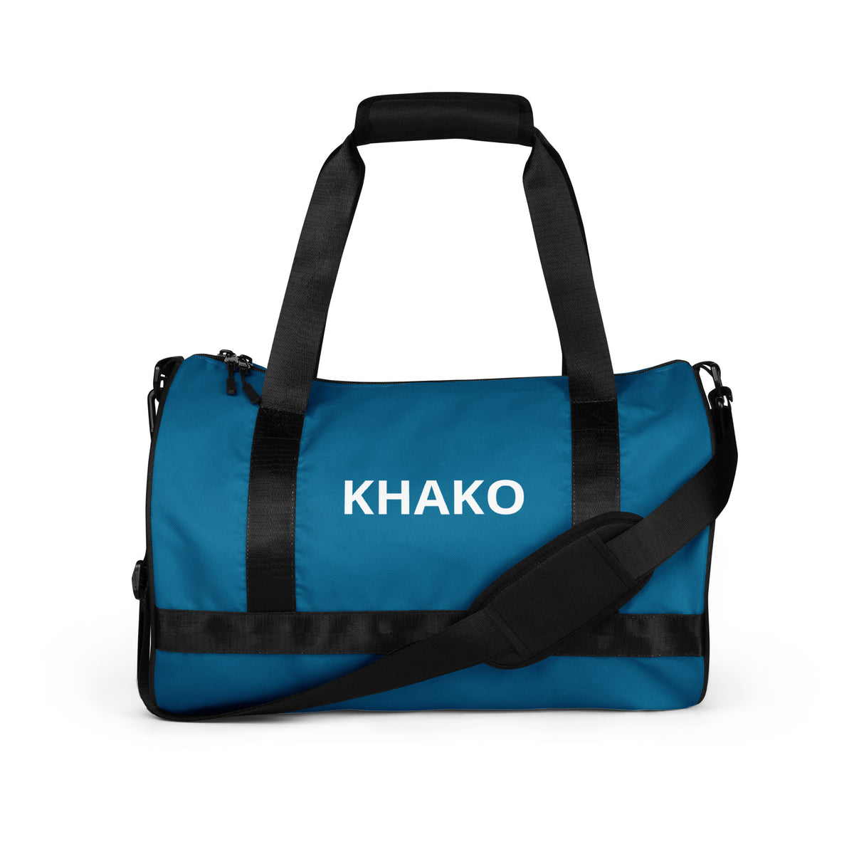 Sac de gym Khako Bleu all-over print vue avant — streetwear africain Khako Wear