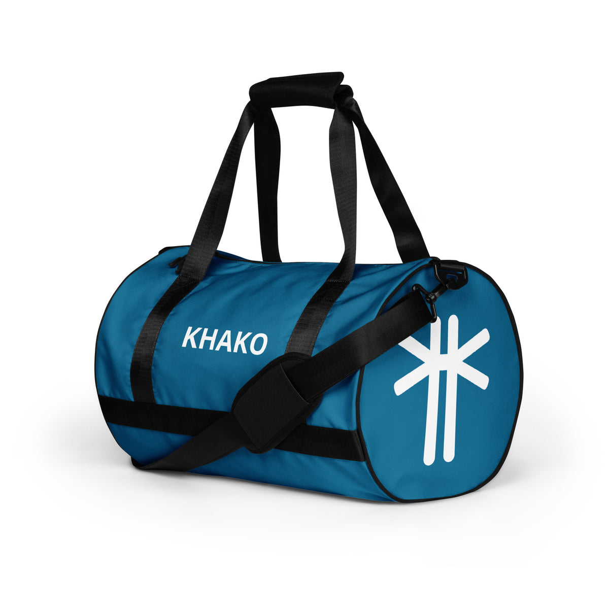 Sac de gym Khako Bleu all-over print profil — bretelles réglables 30L sport