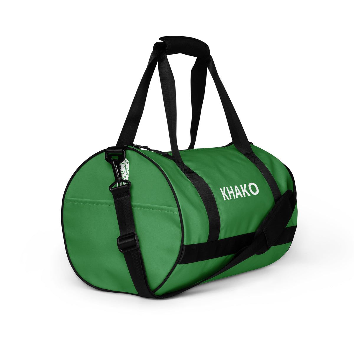 Sac de gym Khako Vert all-over print face droite — poignées rembournées