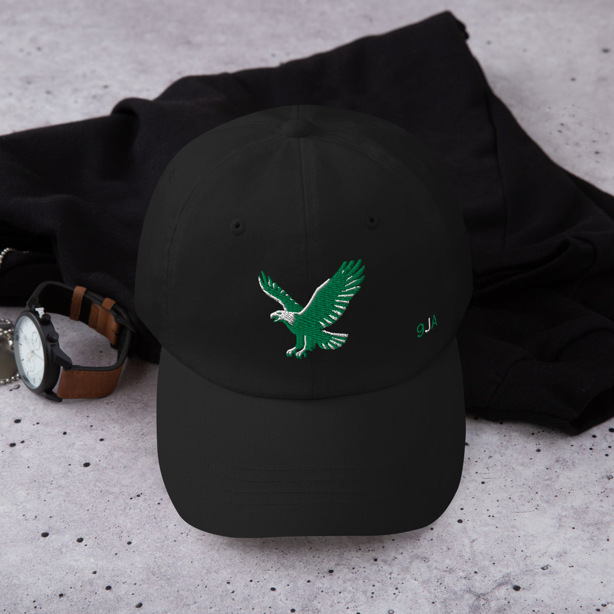 Casquette Naija Hat Khako Wear noire face — broderie Naija Nigeria streetwear