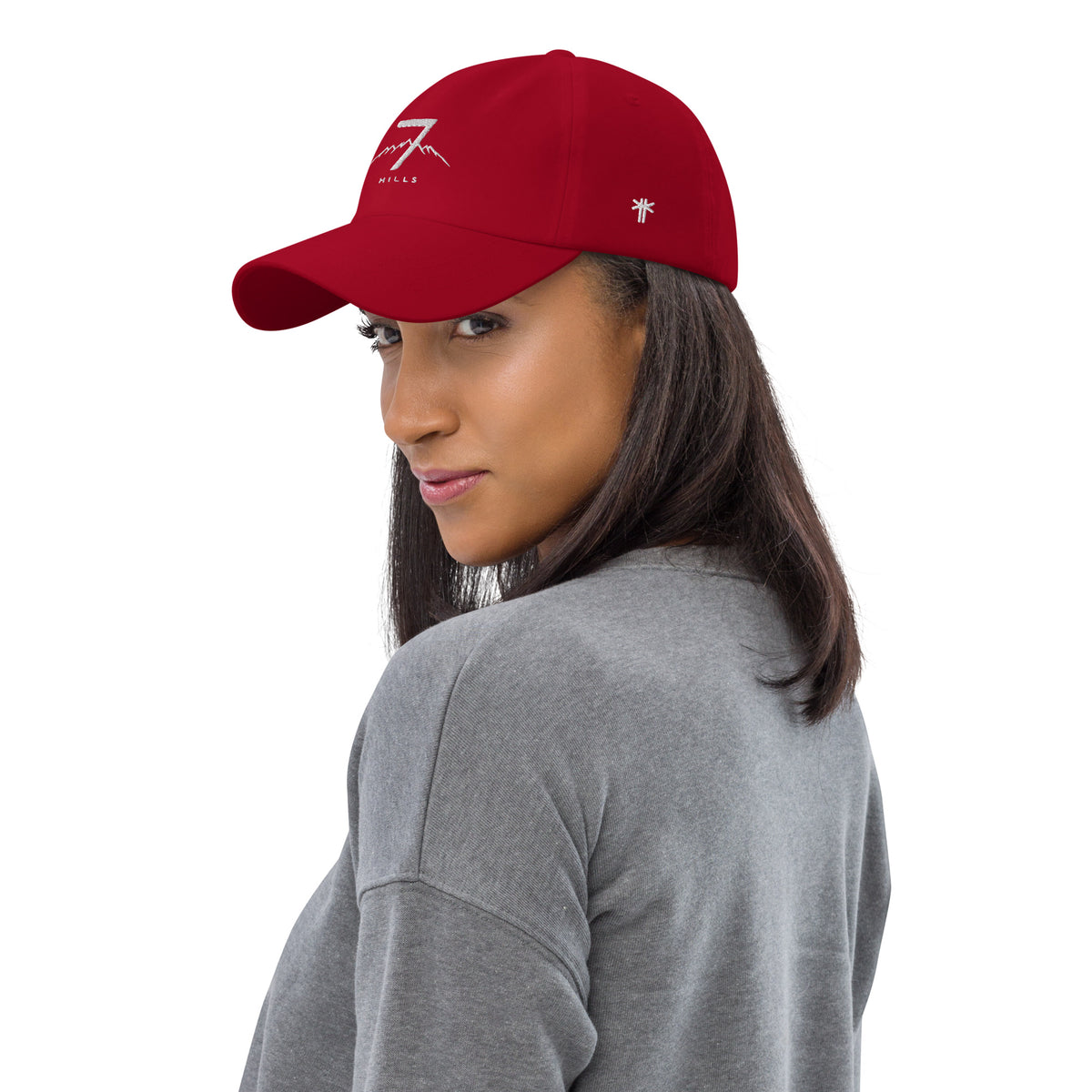 Casquette 7 Hills Hat Khako Wear cranberry profil — silhouette montagne brodée