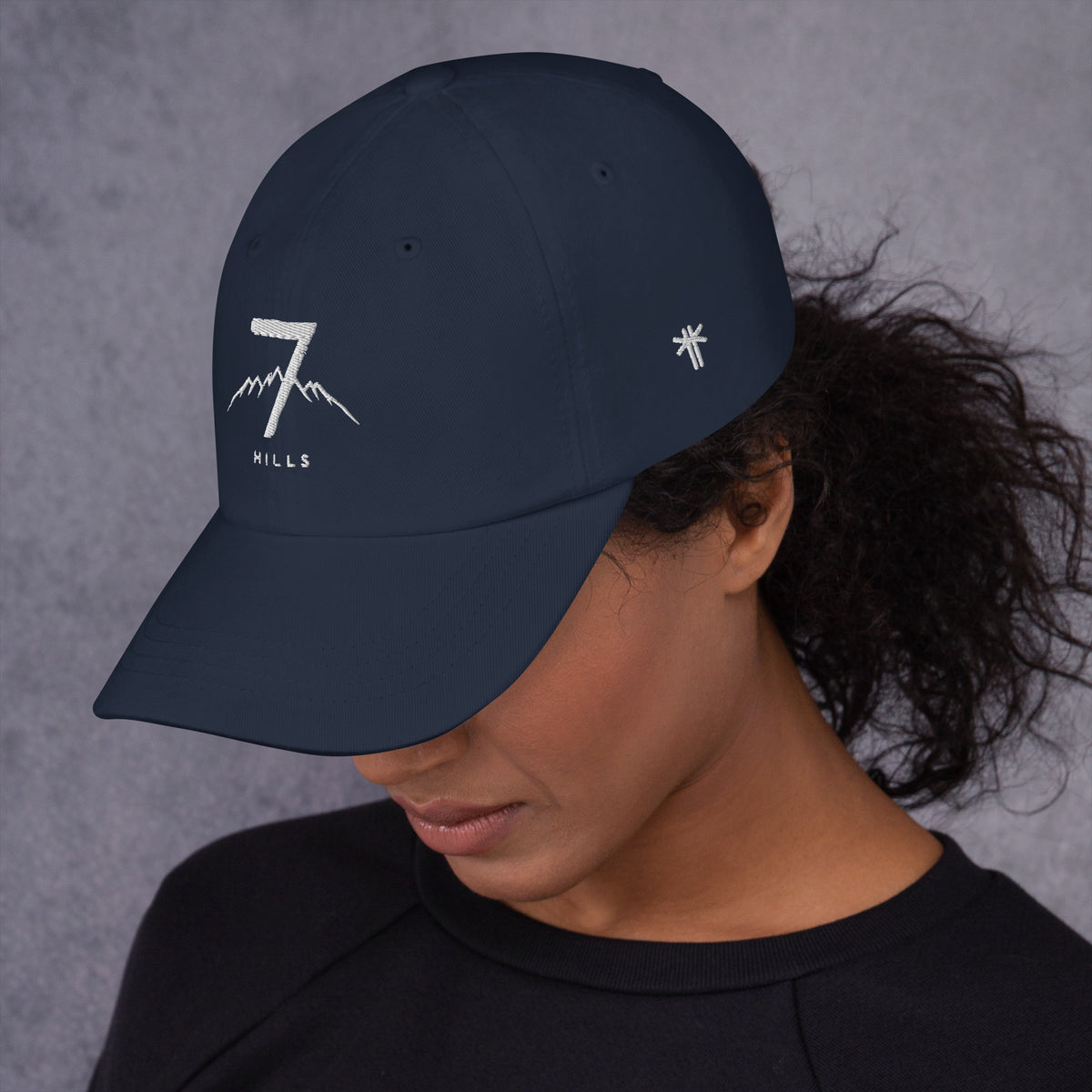 Casquette 7 Hills Hat Khako Wear navy côté — streetwear premium diaspora