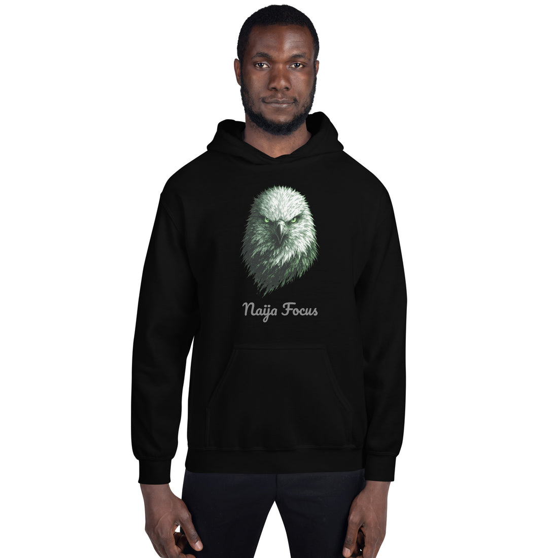Hoodie Eagle Naija Khako Wear noir face — aigle polygonal vert Super Eagle Nigeria