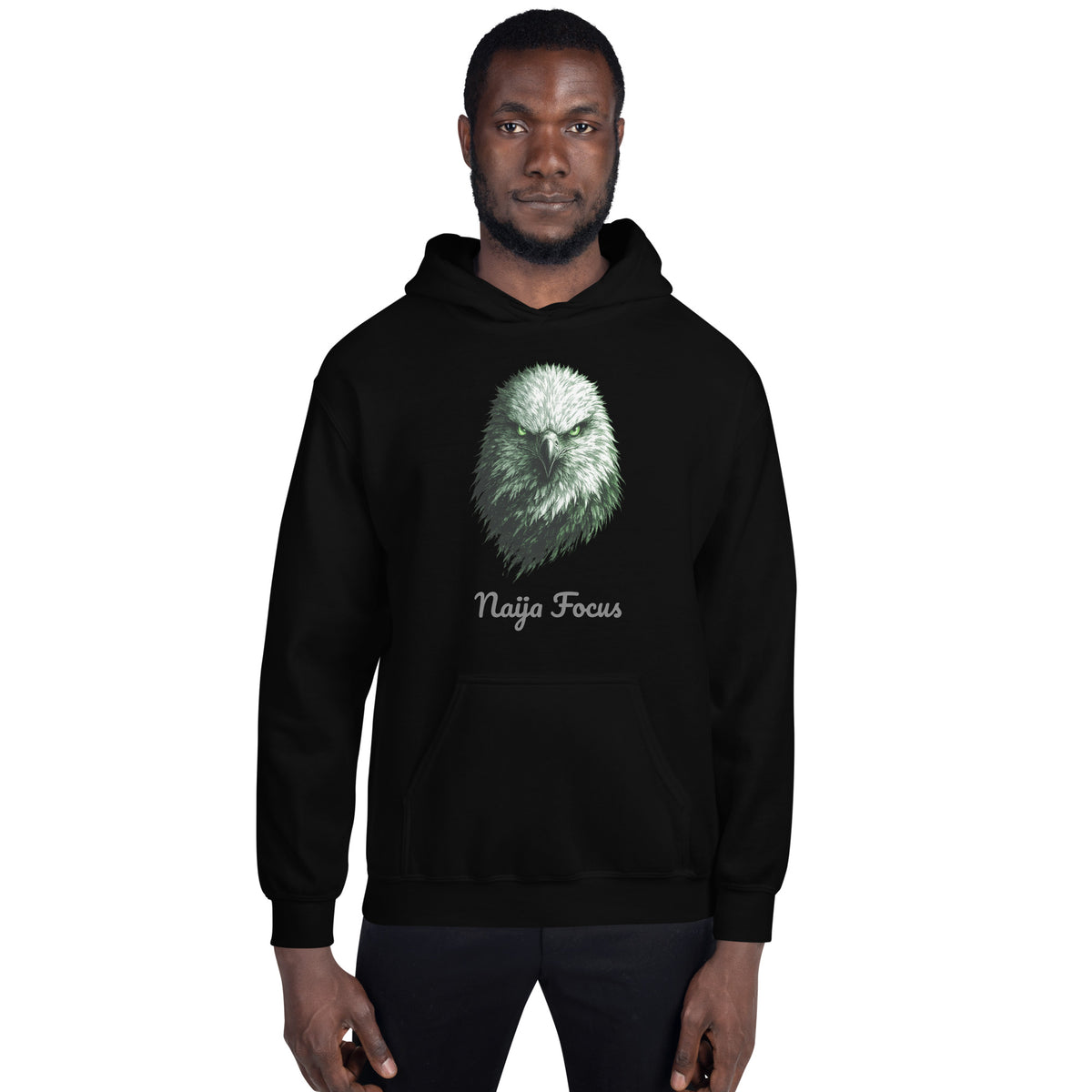 Hoodie Eagle Naija Khako Wear noir face — aigle polygonal vert Super Eagle Nigeria