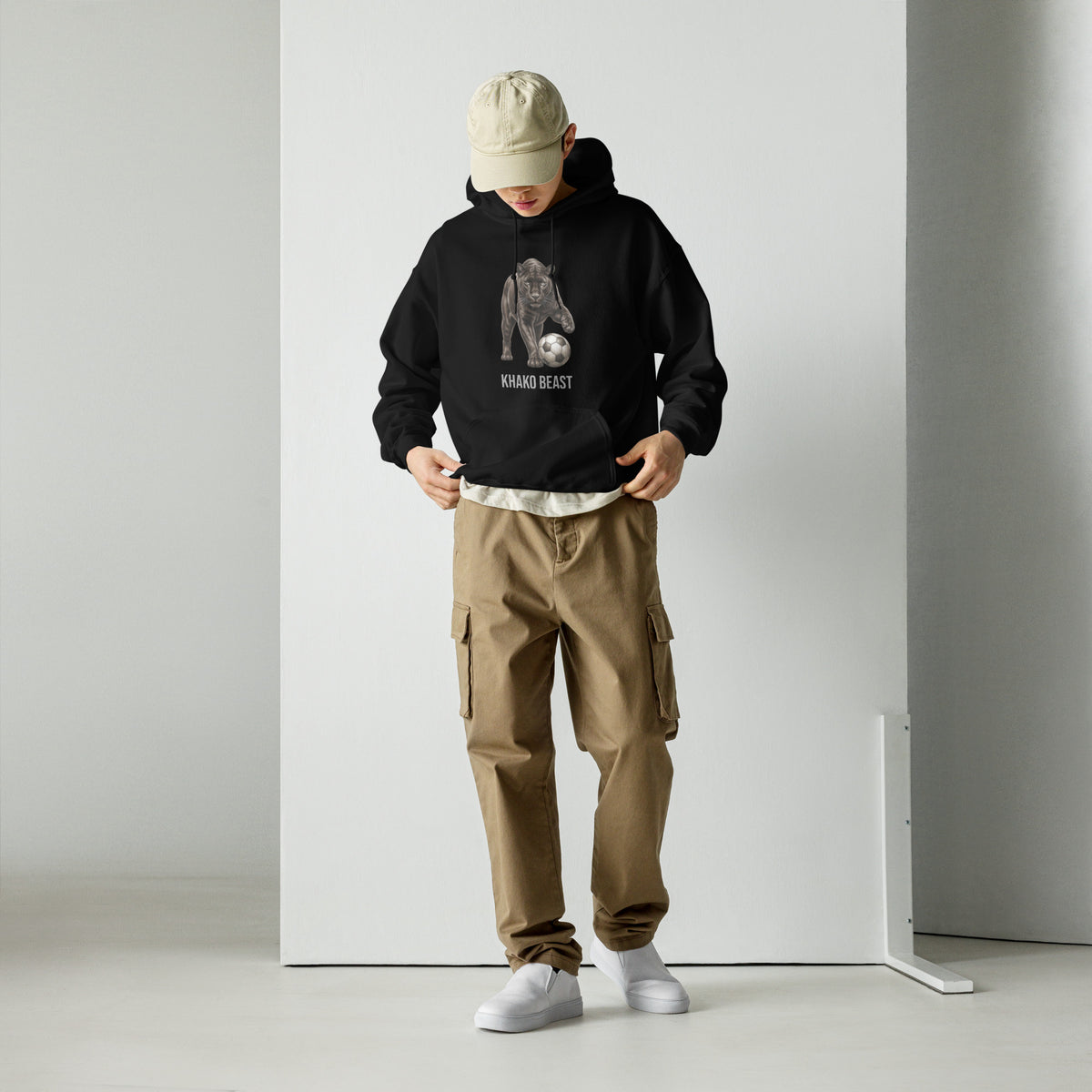 Hoodie Leopard Khako Wear noir face — Fierce by Nature streetwear africain