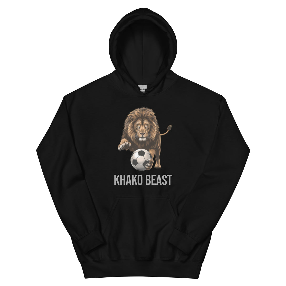 Hoodie The Playful Lion Khako Wear noir face 2 — streetwear africain identité