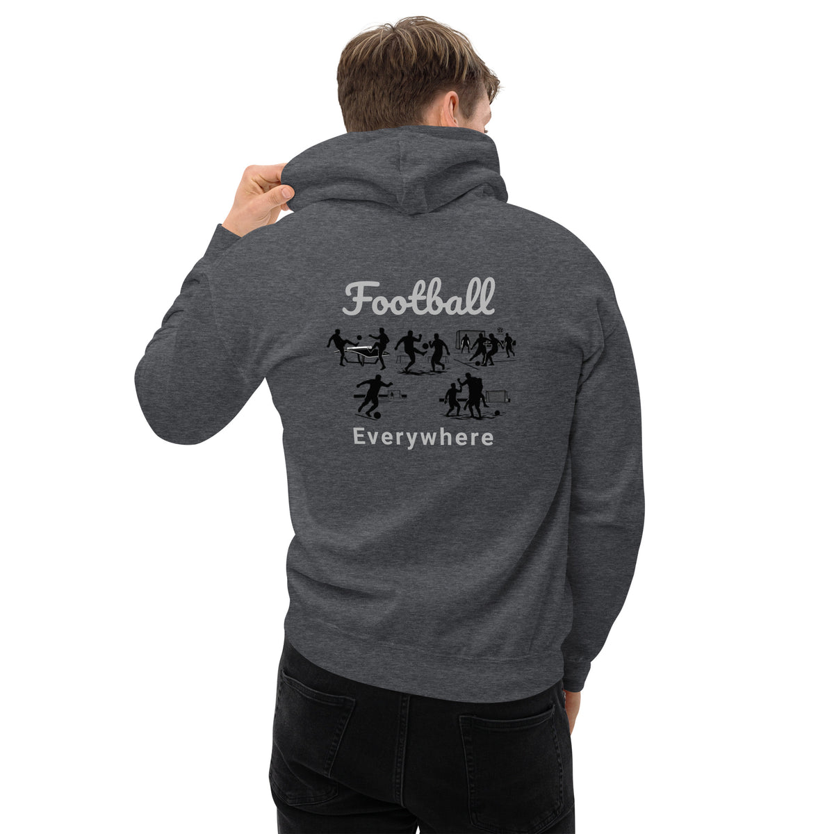 Hoodie Football Everywhere Khako Wear dark heather dos — silhouette joueurs