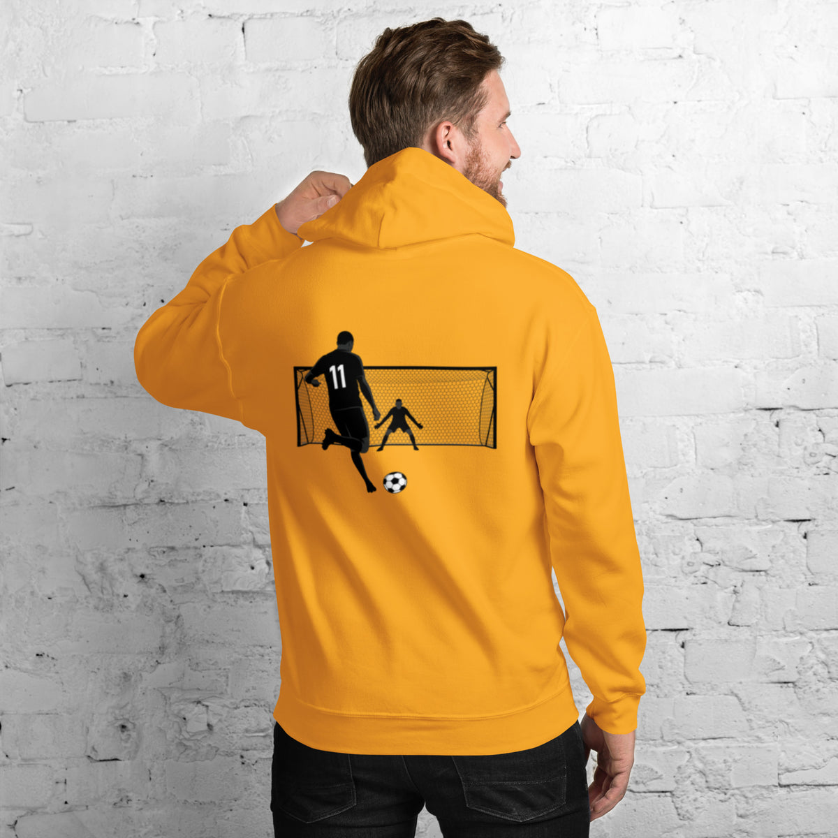 Hoodie Ready to Score Khako Wear gold dos — africain diaspora football