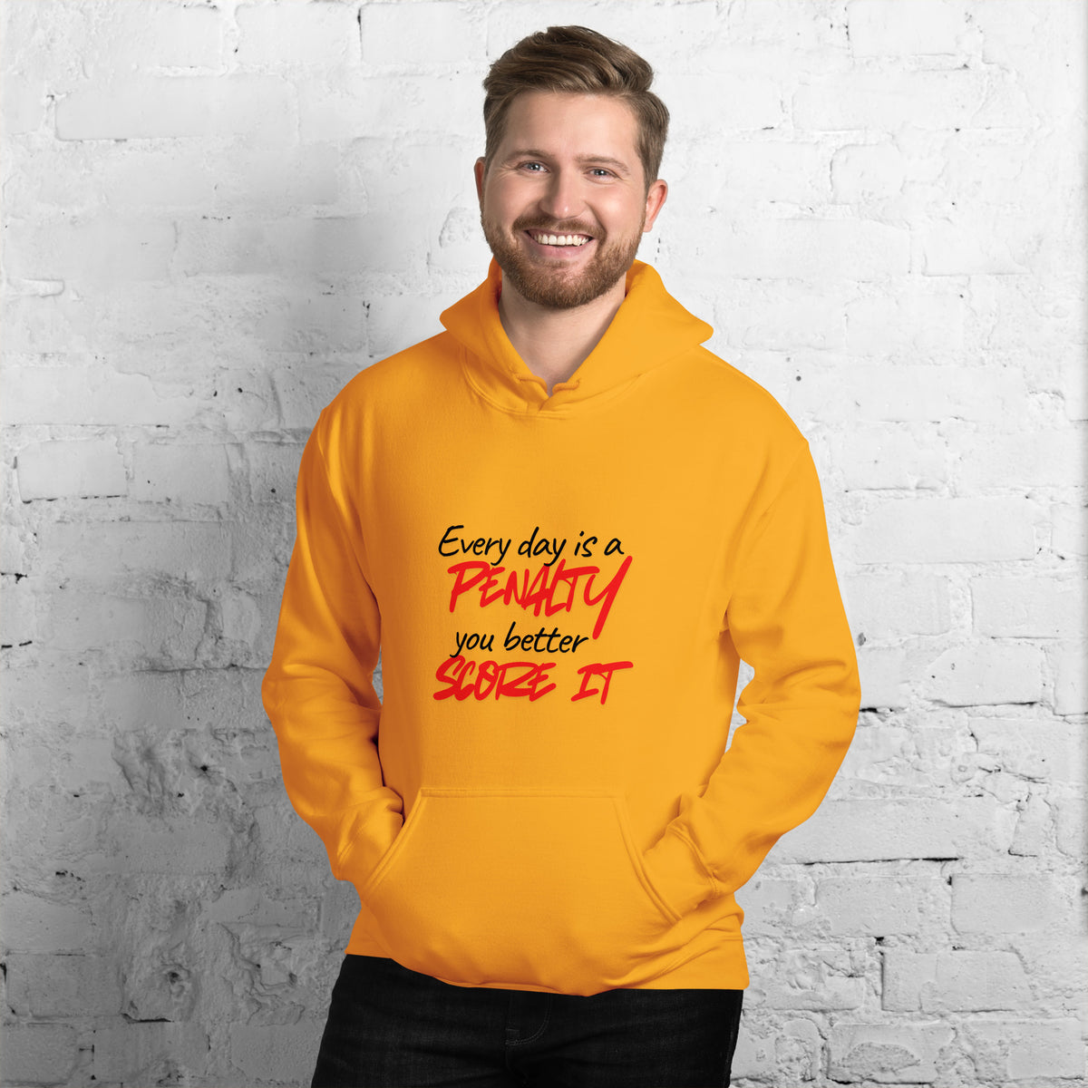 Hoodie Ready to Score Khako Wear gold face — streetwear football africain