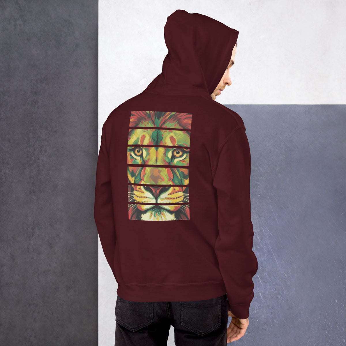 Hoodie INDOMPTABLE Khako Wear maroon dos — coupe unisexe premium