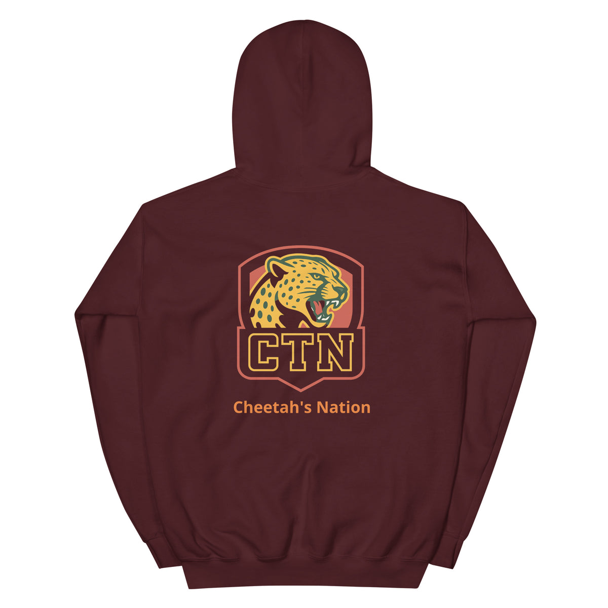Hoodie CTN Football Khako Wear maroon dos — Cheetah&