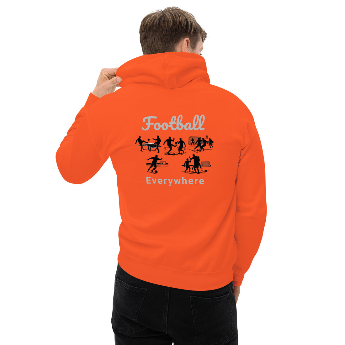 Hoodie Football Everywhere Khako Wear orange dos — streetwear football africain